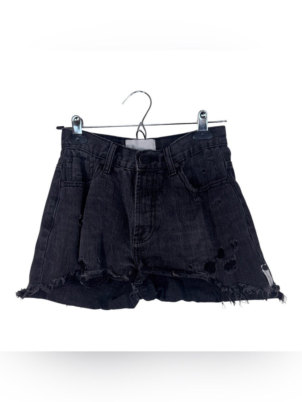 One Teaspoon Black Distressed Cut Off Jean Shorts Womens 25 Festival Boho Denim